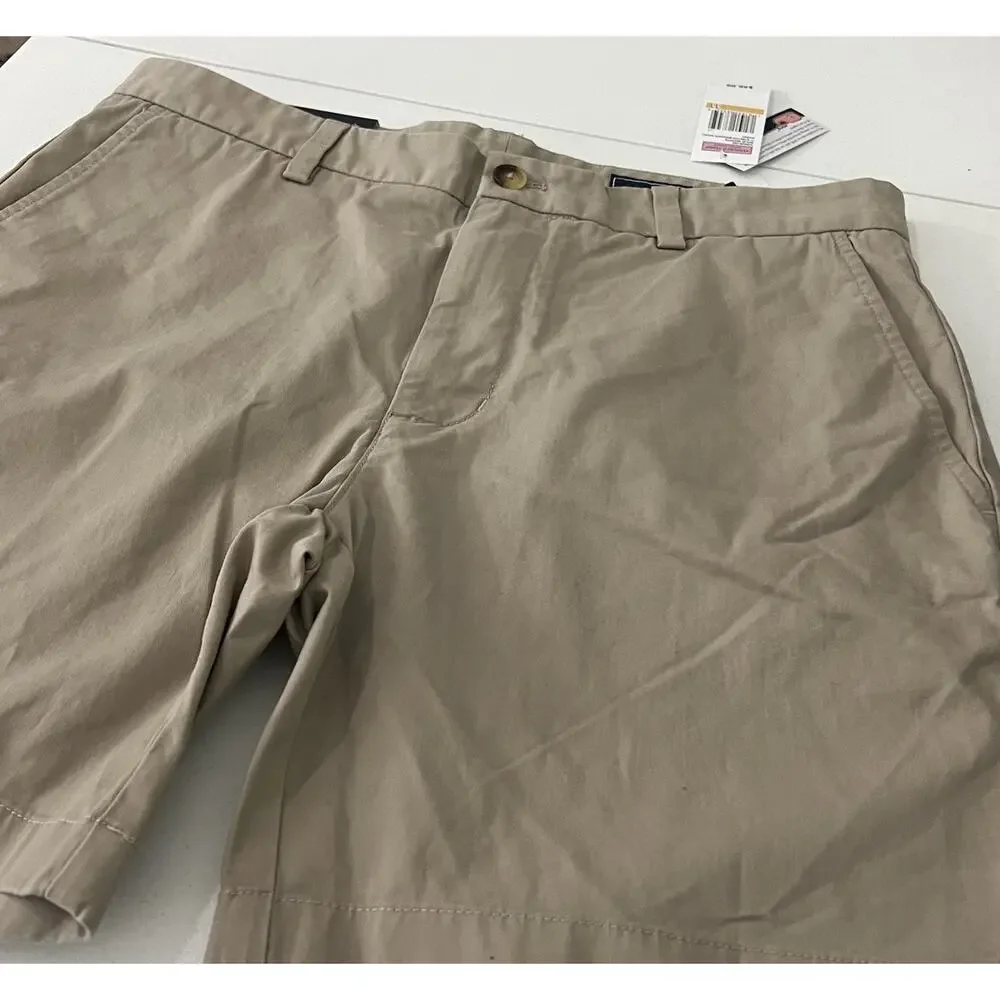 NWT Vineyard Vines Mens 33 Tan Chino Breaker Shorts Classic Fit Coastal Prep